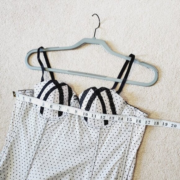 La Lingerie Y2K Coquette Goth Victorian Polkadot Padded Babydoll Corset XL - Picture 6 of 7